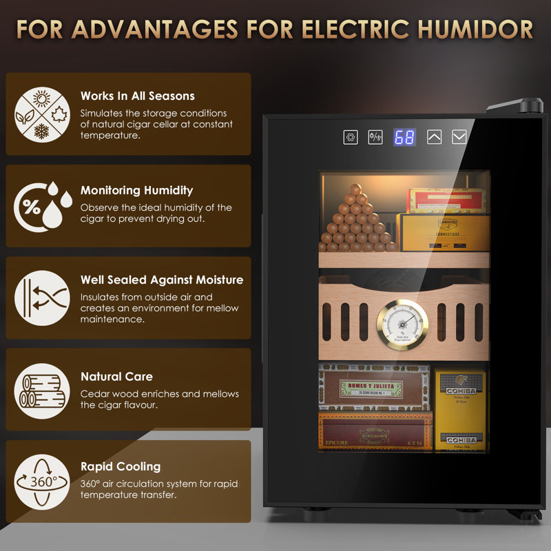 LINKEWODE 18L Electric Cigar Humidor with Cooling and Heating Function